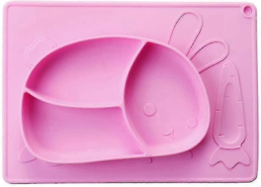 Rabbit Silicone Plate With Built-in Placemat Compatible With Toddlers - 3 Grid