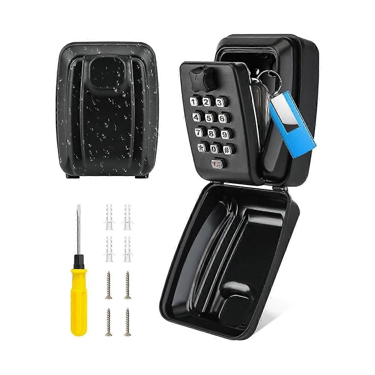 Key Lock Box for Outdoor Use, 12-Position Combination Key Storage Box with Weatherproof Cover, Suit