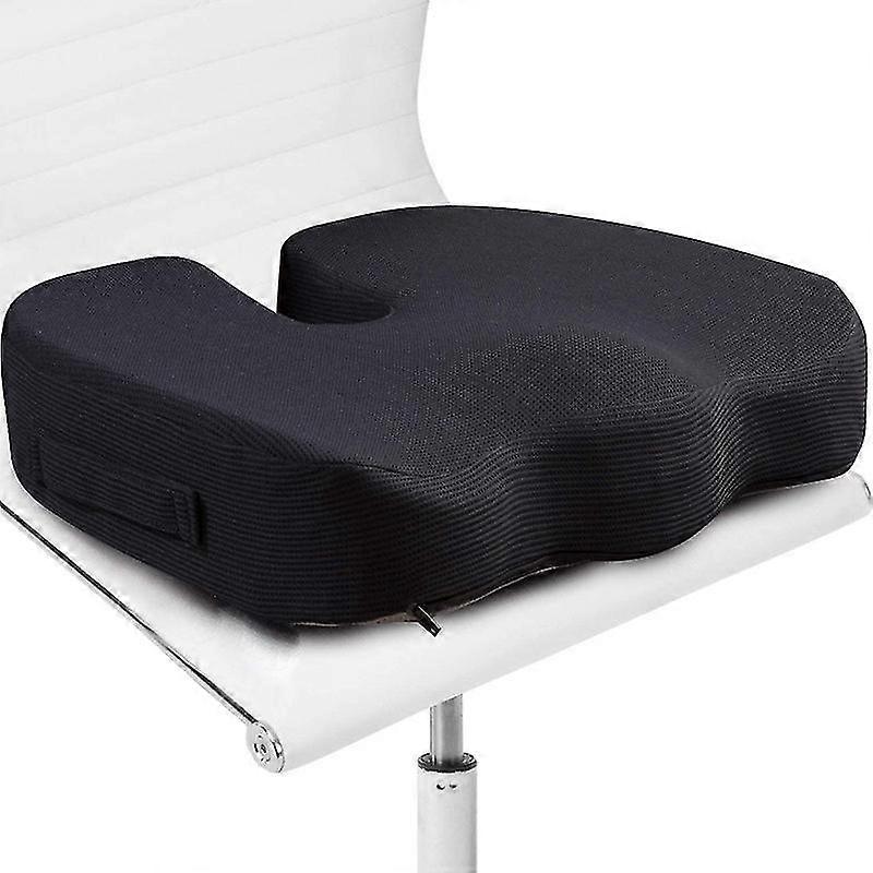Seat Cushion Pillow For Office Chair - Memory Foam Firm Coccyx Pad - Tailbone, Sciatica, Lower Back Pain Relief - Contoured Posture Corrector For Car