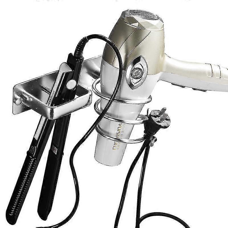 Support mural pour sche-cheveux (argent), fixation par perage, acier inoxydable