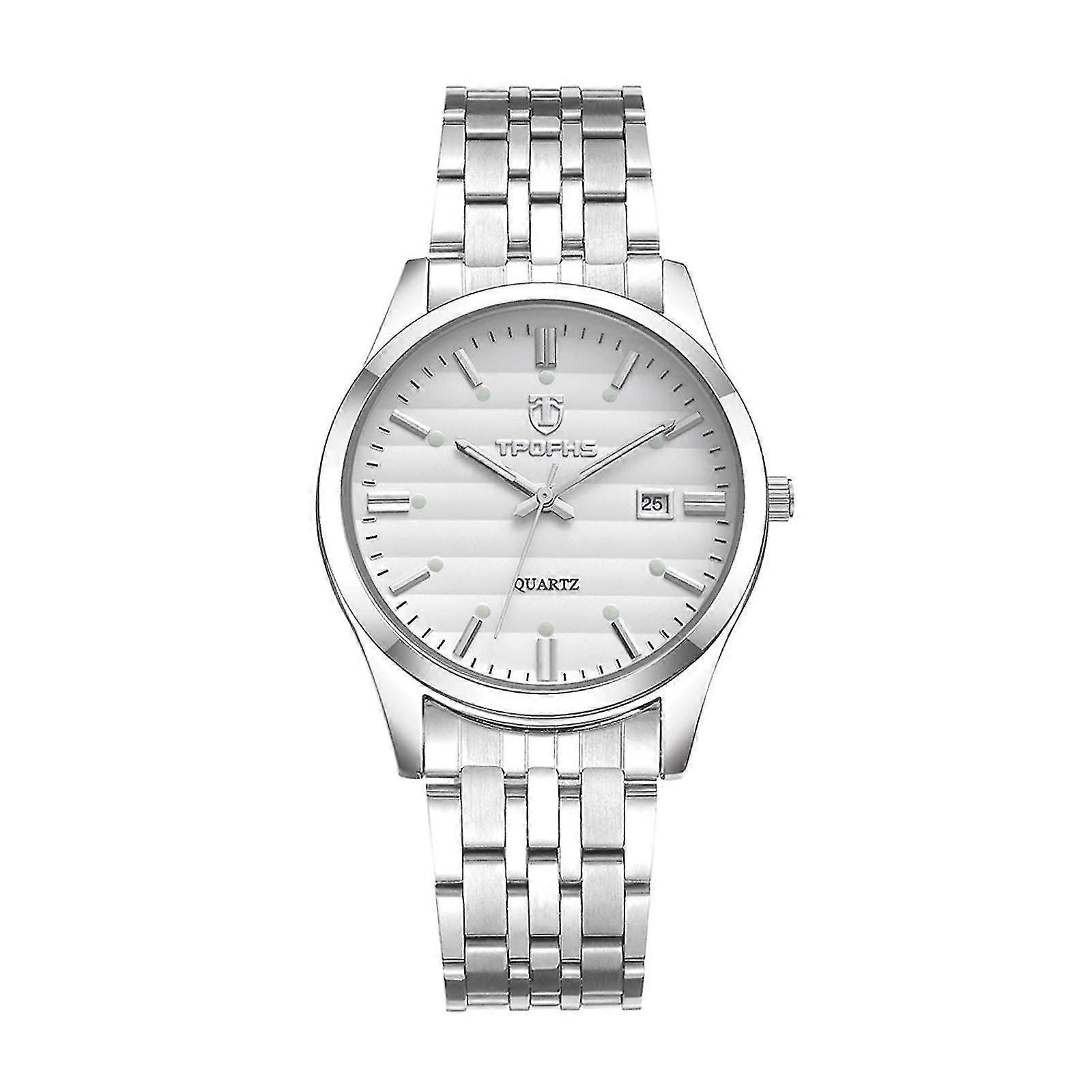Tpofhe Lectroplating Stack Buckle Adjustable Couple Steel Strap Watch