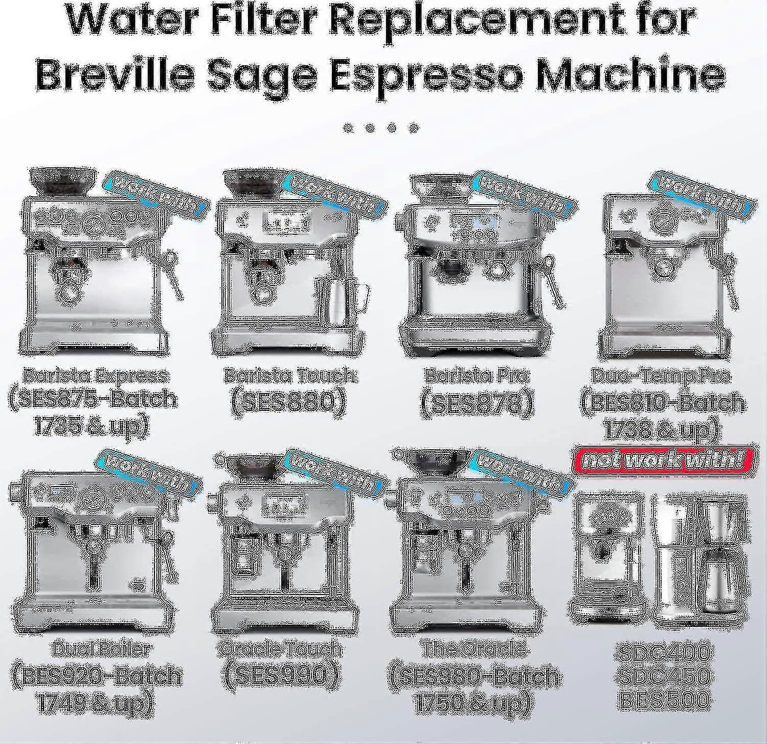 2024 4 Pack Water Filter For Sage Coffee Machine - Water Filters For Sage Barista Express Pro Touch
