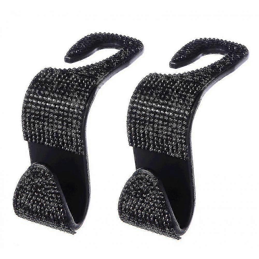 Hmwy-car Vehicle Back Seat Headrest Hooks Hanger Storage For Purse Groceries Bag(black)