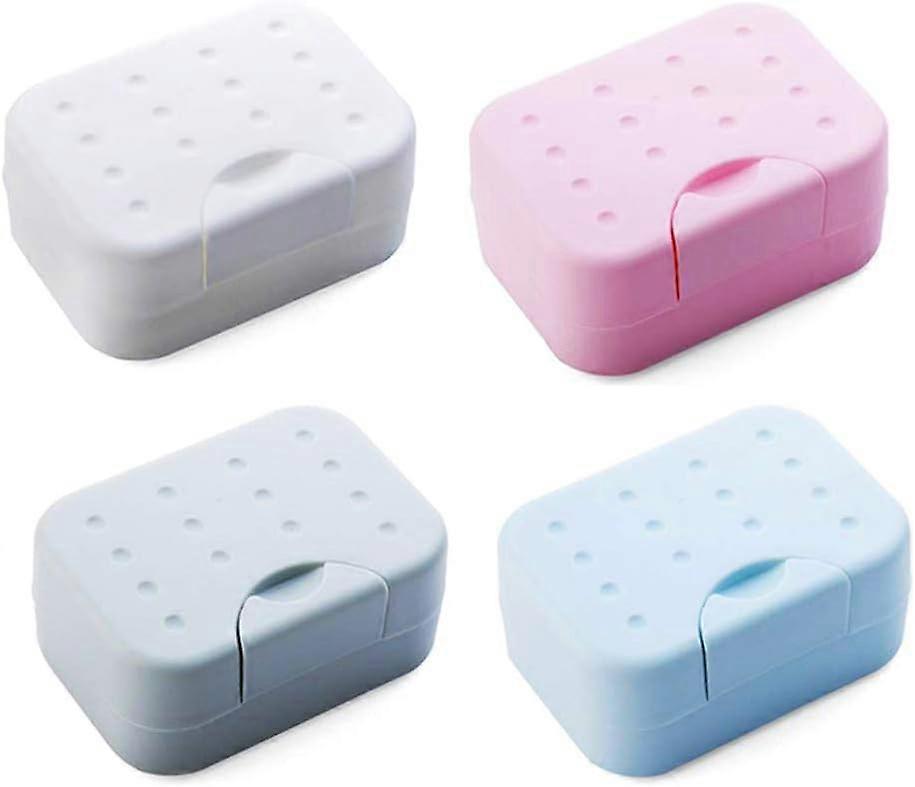 MUJIXI 4 Pack Travel Soap Dish,Soap Dish with Lid,Soap Dishes with LidPlastic Soap Box,Easy Clean Soap Dish for Bathroom,Shower and Kitchen
