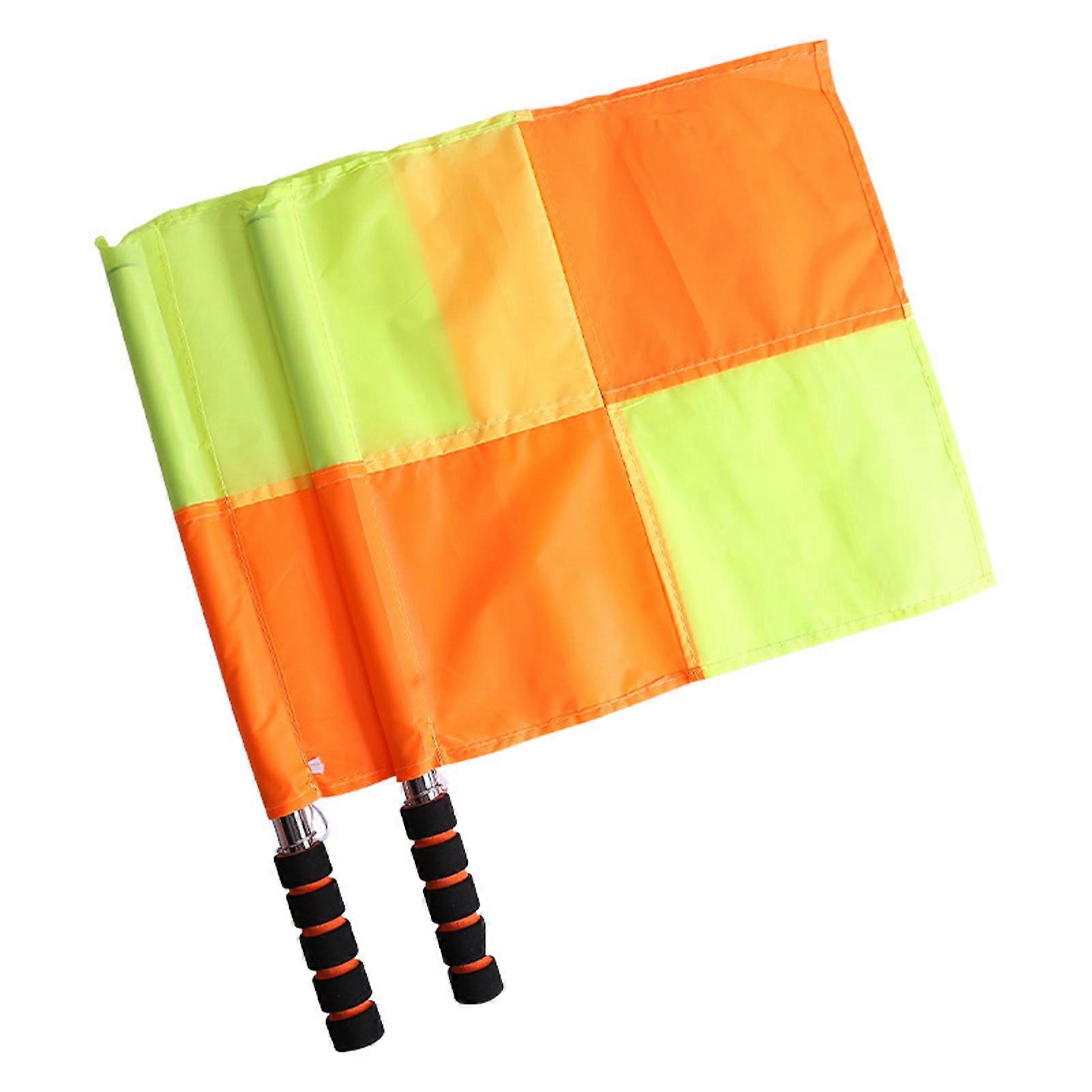 1 Pair Referee Flag Exquisite Easy to Use Stainless Steel Tube Soccer Judge Linesman Flag Football Referee Tool
