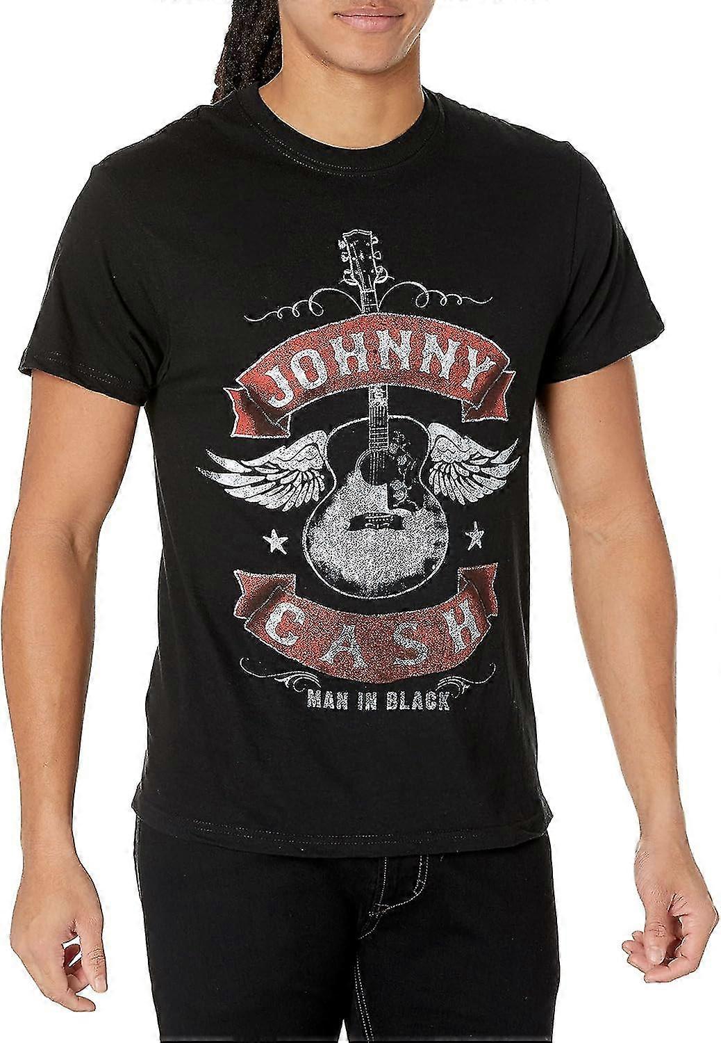 Johnny Cash Winged Guitar Graphic T-Shirt - Men's Black Cotton Tee