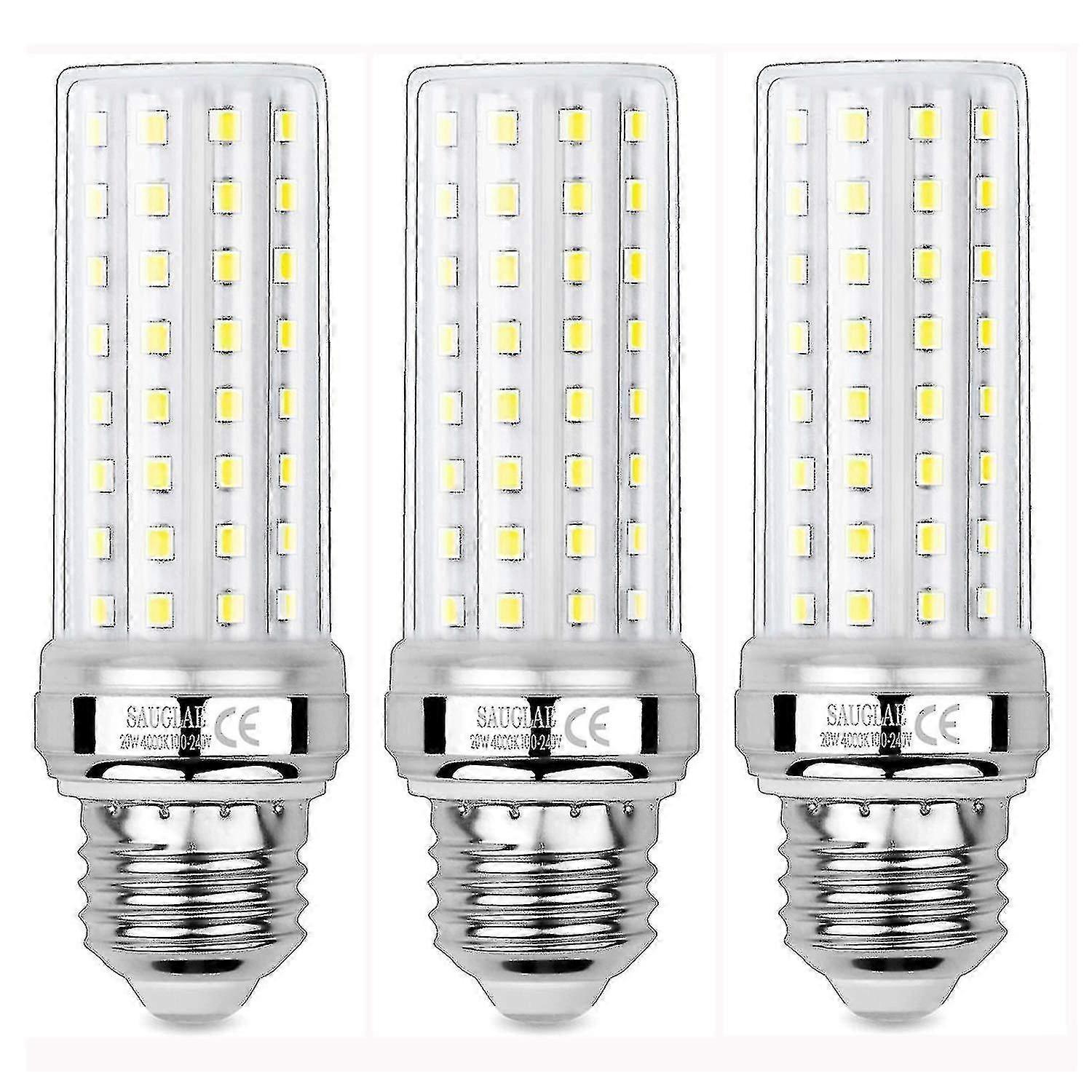 3個20ワットLEDトウモロコシ電球、150ワット相当白熱電球、2300lm、4000kニュートラルホワイト、E27エジソンスクリュー電球