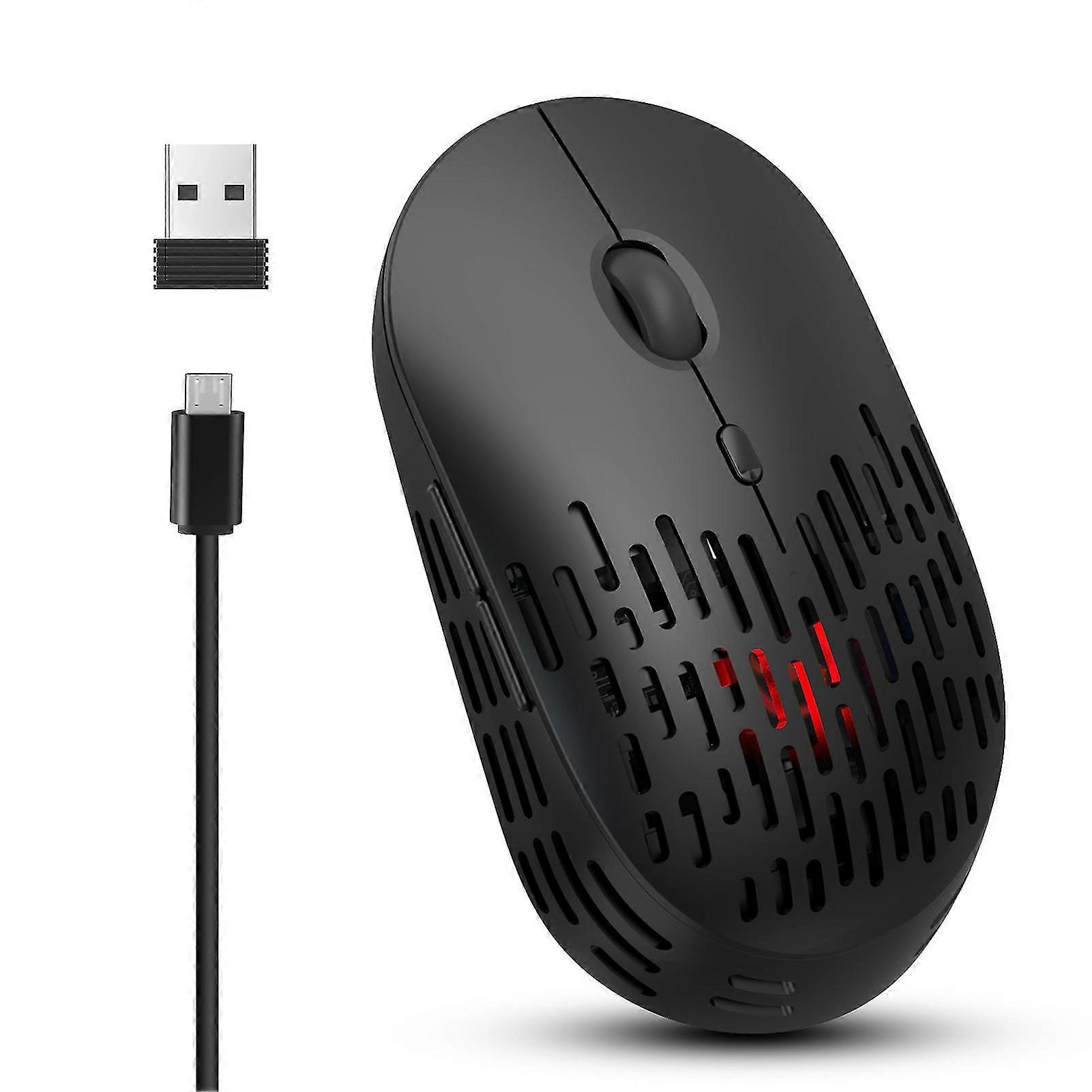 6 Buttons 1600dpi 2.4g Luminous Hole Rechargeable Wireless Mute Gaming Mouse-ZC