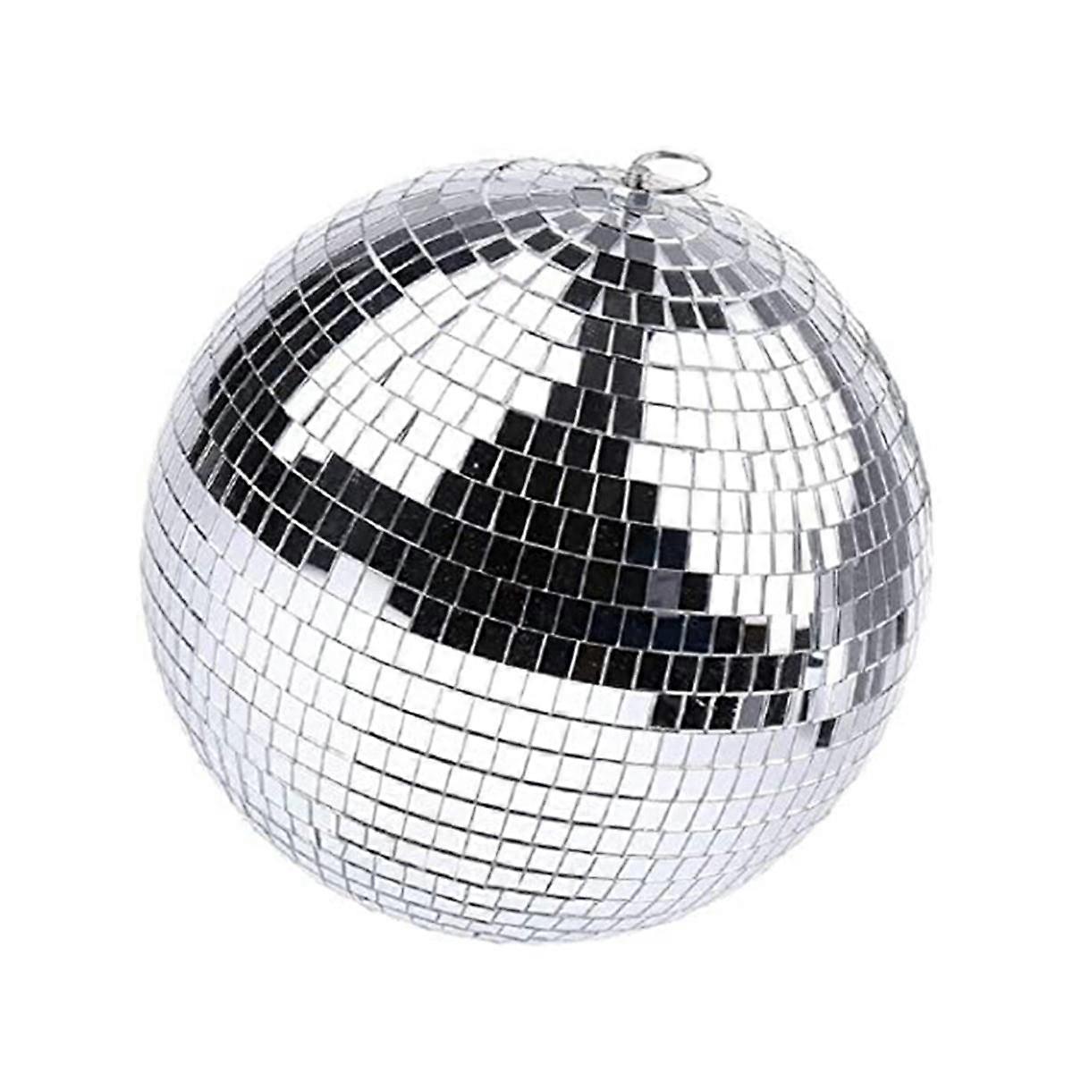 Silver Mirror Disco Ball Hanging Ball with Hanging Ring for Light Effect Party, Club Stage (8 Inche