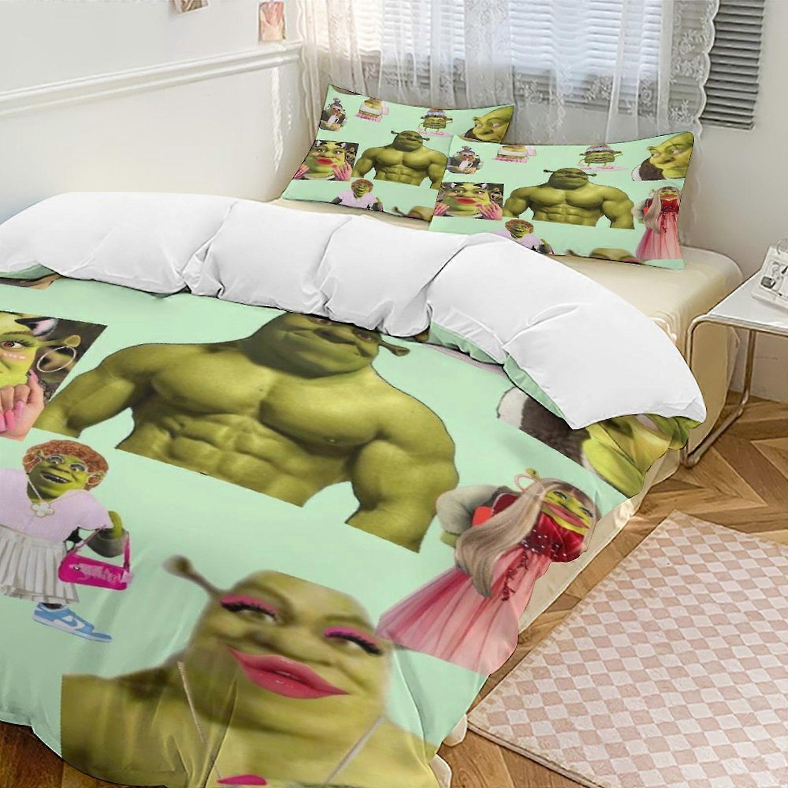 a2456 Lakan Shrek sängkläder set påslakan set tecknad tema barnrum lakan iip2456