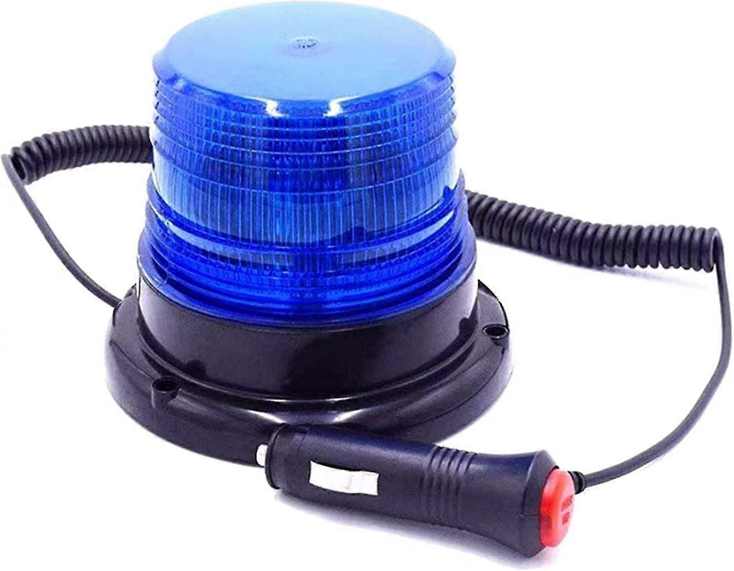 Magnetic Led Beacon, Magnetic Vehicle Warning Light With 12v/24v Cigarette Lighter Socket (blue)