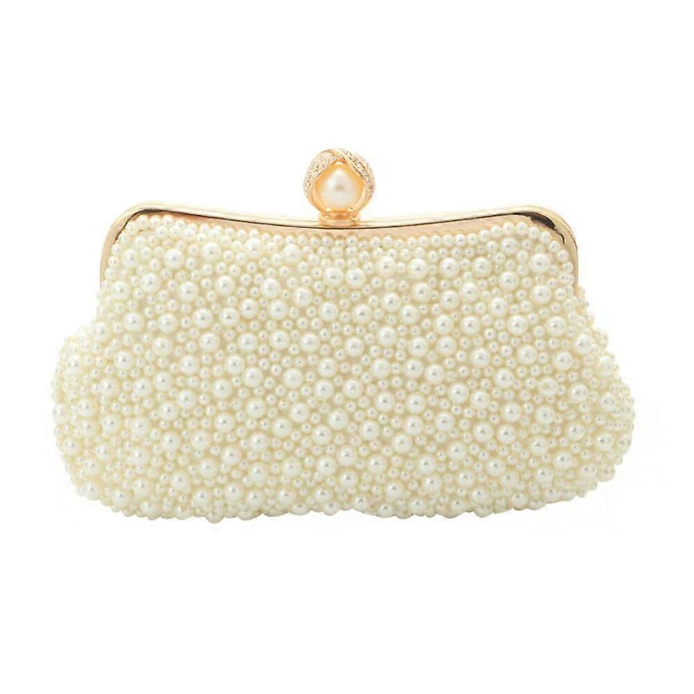 Women Pearl Clutch Bag Noble Crystal Beaded Evening Bag Wedding Clutch