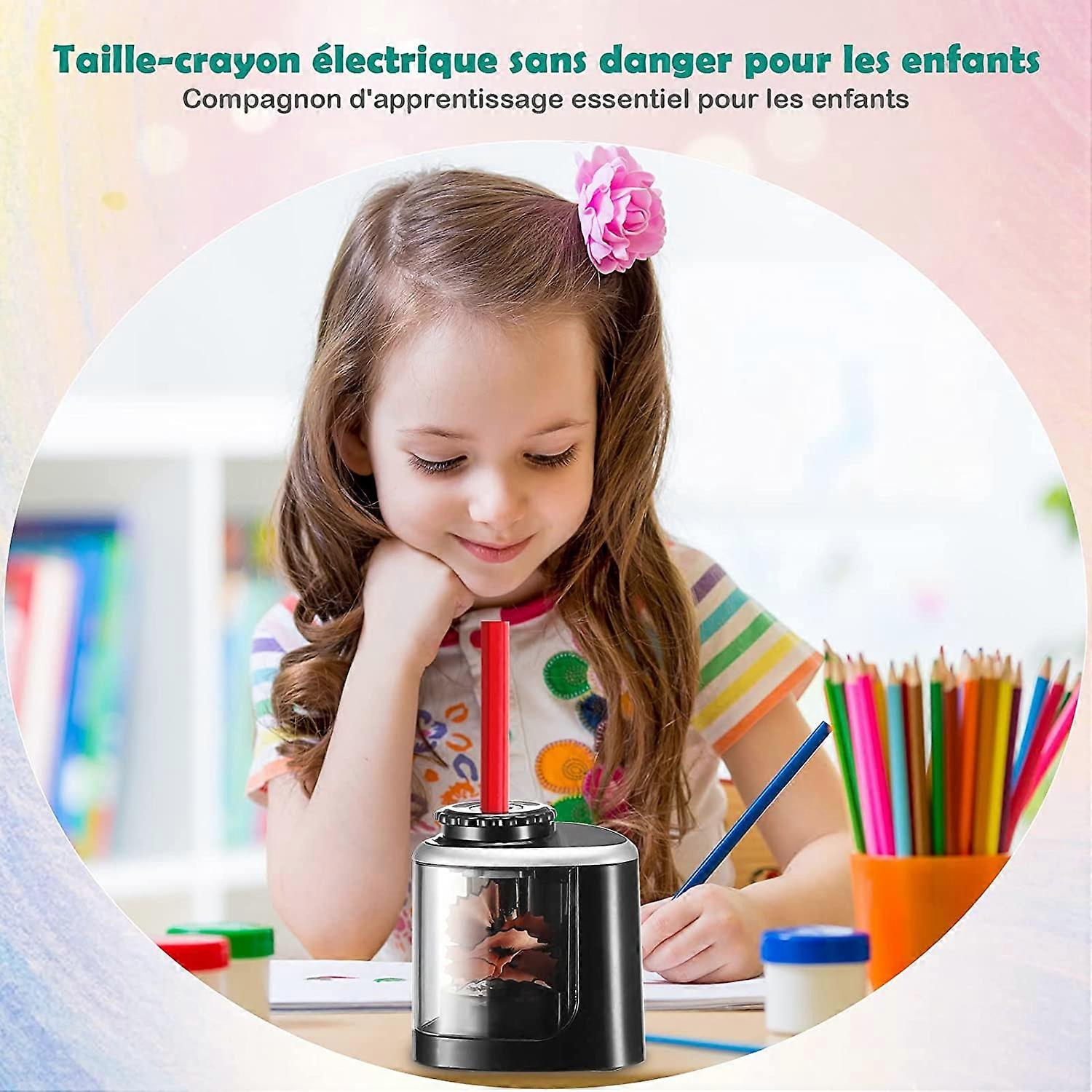 Electronic pencil sharpener, manual pencil sharpener with tank and electric pencil sharpener with replaceable blade, without battery, for school