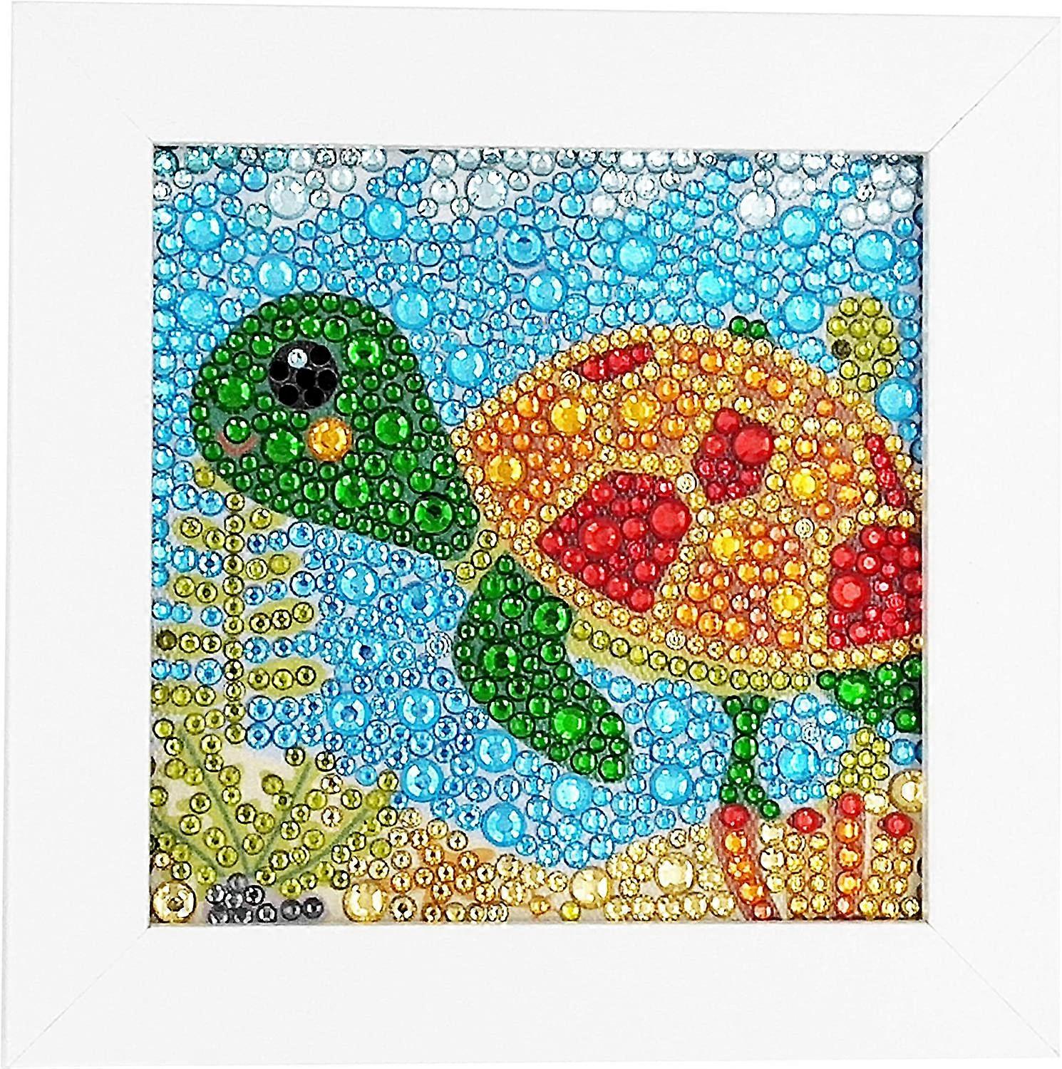 Small And Easy Diy 5D Diamond Painting Mosaic Making Kits With White Frame For Kids - Little Turtle