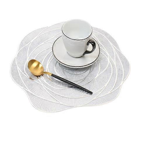 4/6/8PCS PVC Bronzing Fleur Creux Antidérapant Set de table Pad Plat Tapis de Table Basse