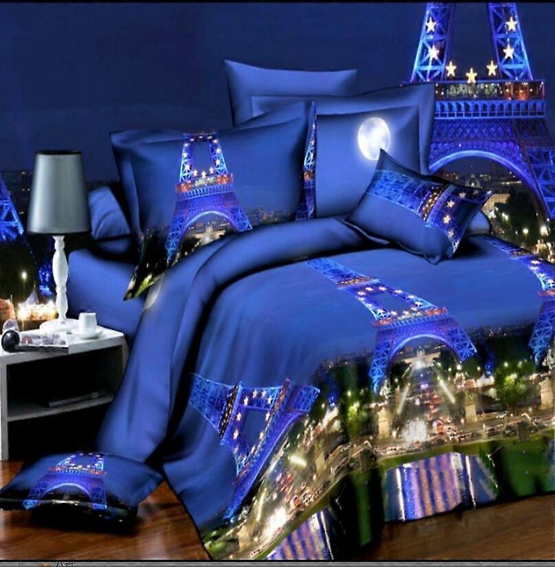 4pcs Suit 3D  Reactive Dyeing Polyester Fiber Bedding Sets Queen King Size