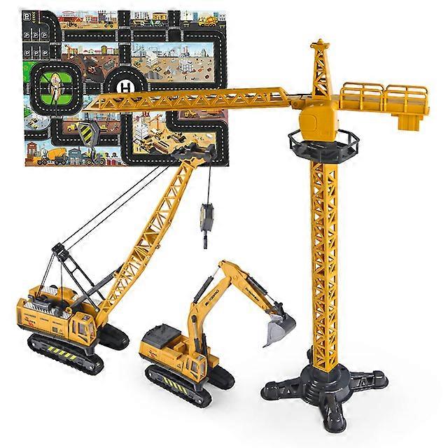 3 عبوات سبائك البناء المركبات الهندسية مجموعة اللعب كرين حفارة معلقة برج شاحنة ألعاب هدية عيد ميلاد للأولاد والأطفال