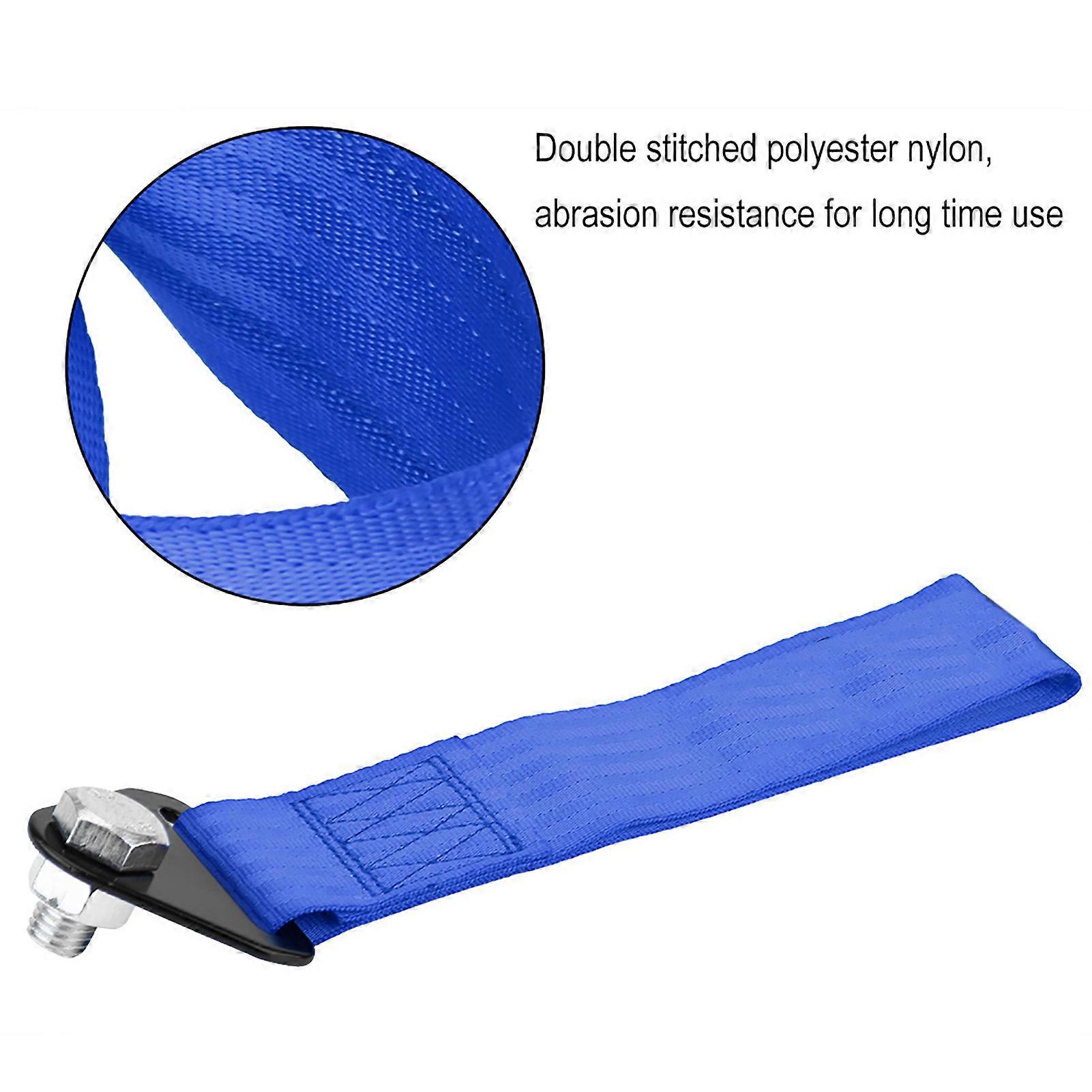 Universal High Strength Racing Car Tow Strap with 10000 lbs Capacity in Blue