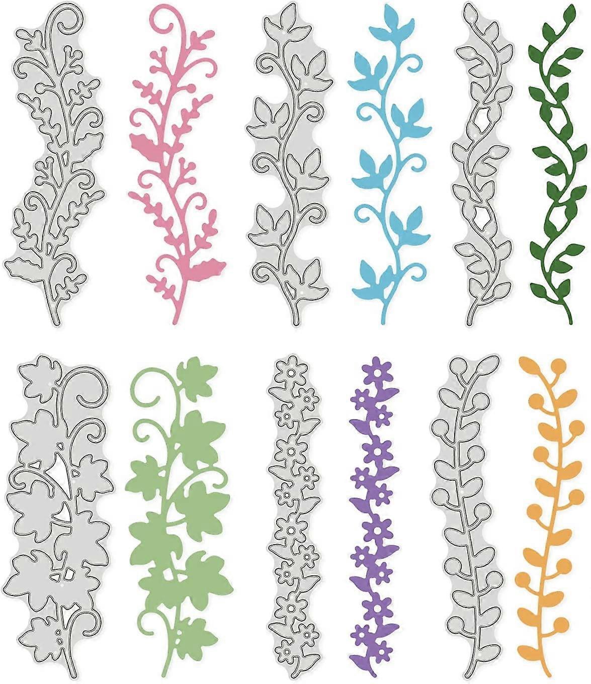 6pcs Flower Lace Metal Cutting Dies Maple Leaves Vines Leaves Pattern Template Molds for DIY Scrapbooking Greeting Cards Making Album Envelope Decorat