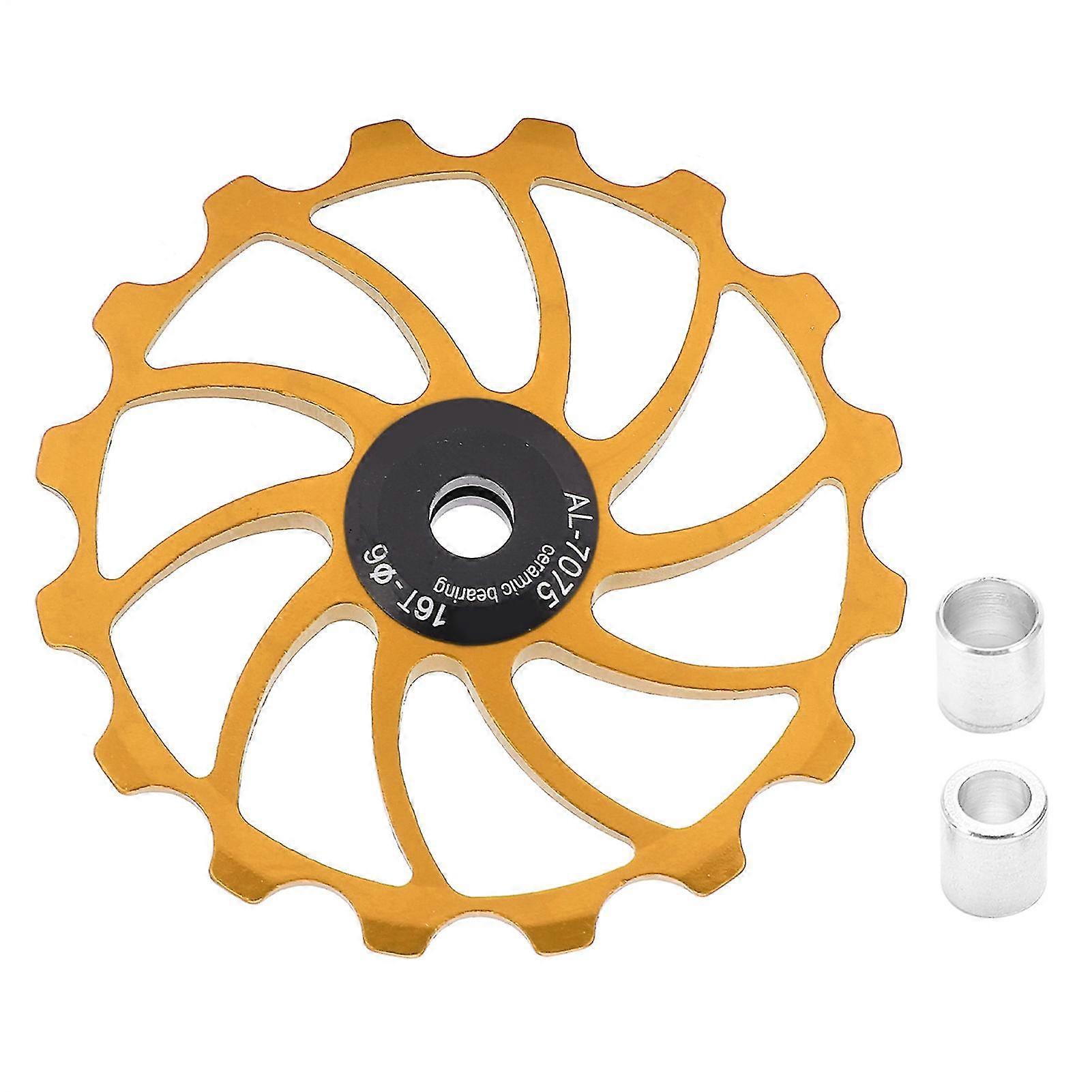 MEIJUN Bicycle Rear Derailleur with Ceramic Bearing Pulley Guide Wheel - Gold (16T)