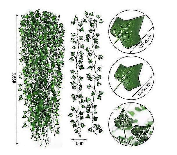 12pcs 2.1m偽のアイビーの葉偽のつる人工的なぶら下がっている植物-1a