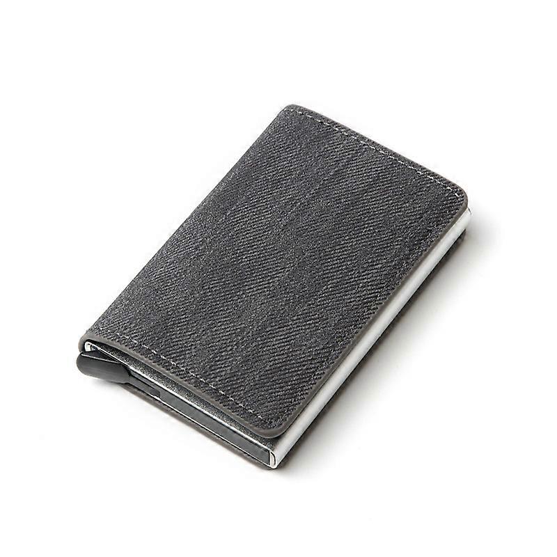 Automatic Leightweight RFID Blocking Men's ID Credit Holder Denim Fabric Solid