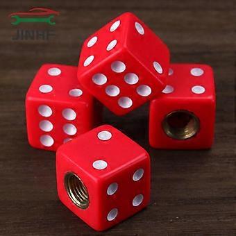 4 pcs Red Dice Tire Air Valve Stem Caps for Car Truck Bike ATV Wheel Rims Bike Bicycle Accessories-Motor Vehicle Wheel Parts