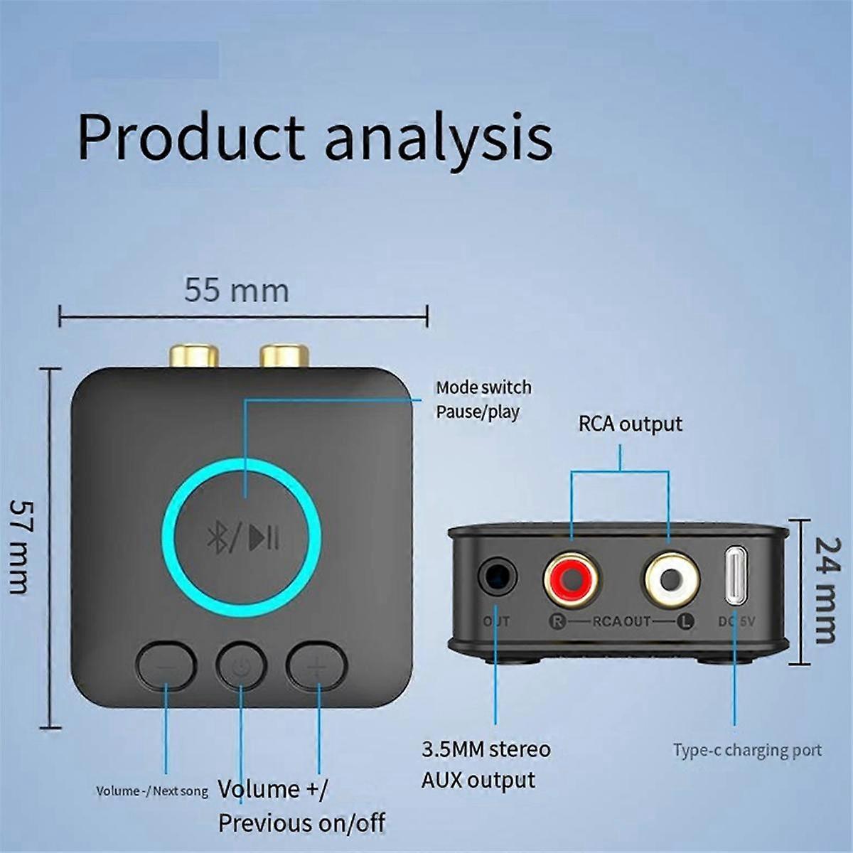 Qualcomm Bluetooth 5.1 Receiver to Aux/Rca Old Audio Amplifier Wireless Audio Player Lossless Sound Quality