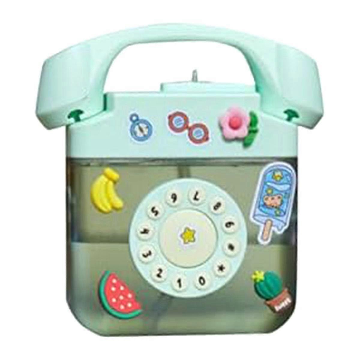 Creatives Retro Telephone Shape Water Bottle with Adjustable Shoulder Strap, Drinking Bottles with 3D Sticker(Green)