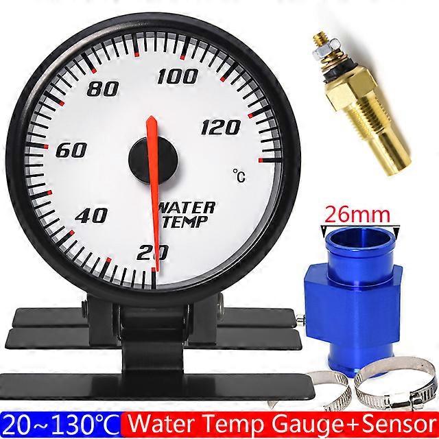 60MM Water Temperature Gauge with 1/8 NPT Water Temp Sensor 20-130 Water Temp Meter Blue LED for Universal Gasoline Car 12V