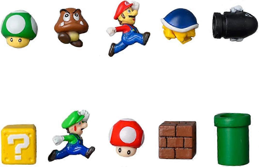 10 Pack Super Mario Brothers 3D Mini Fridge Magnets - For Whiteboard and Locker