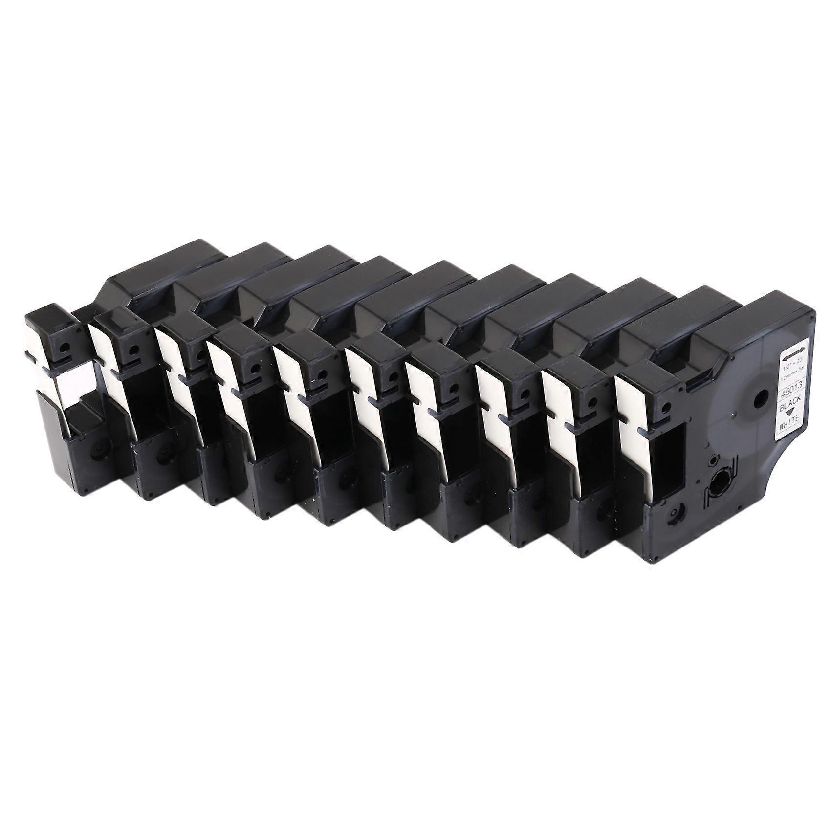 10Pcs Compatible for D1 Label Maker/Tape 45013 Black on White Label Ribbons Compatible for Label Ma