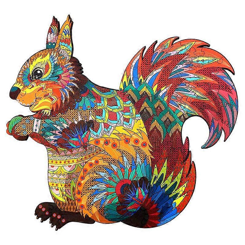 Unique Wooden Puzzles for Adults Squirrel Animal Shape Magic Wooden Jigsaw Puzzle Difficult Irregular Wooden Puzzles with Unique