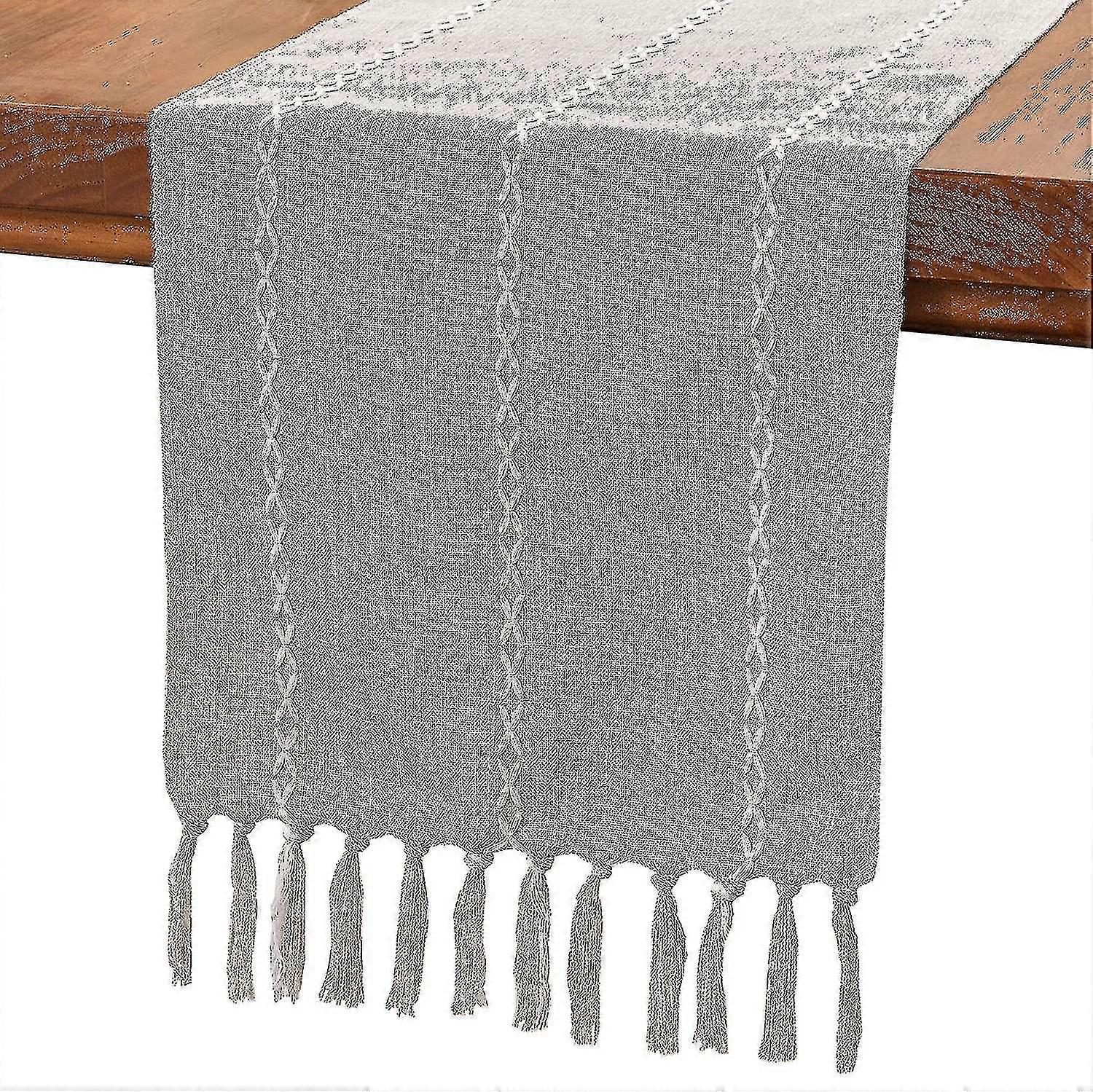 Rustic Linen Table Runner Farmhouse Style Table Runners Embroidered Table Runner With Hand