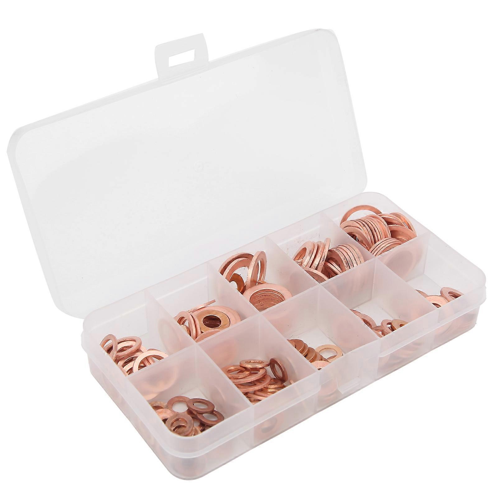 Copper O Ring Gasket Sealing Ring Washer Flat Sealing Ring, 200pcs