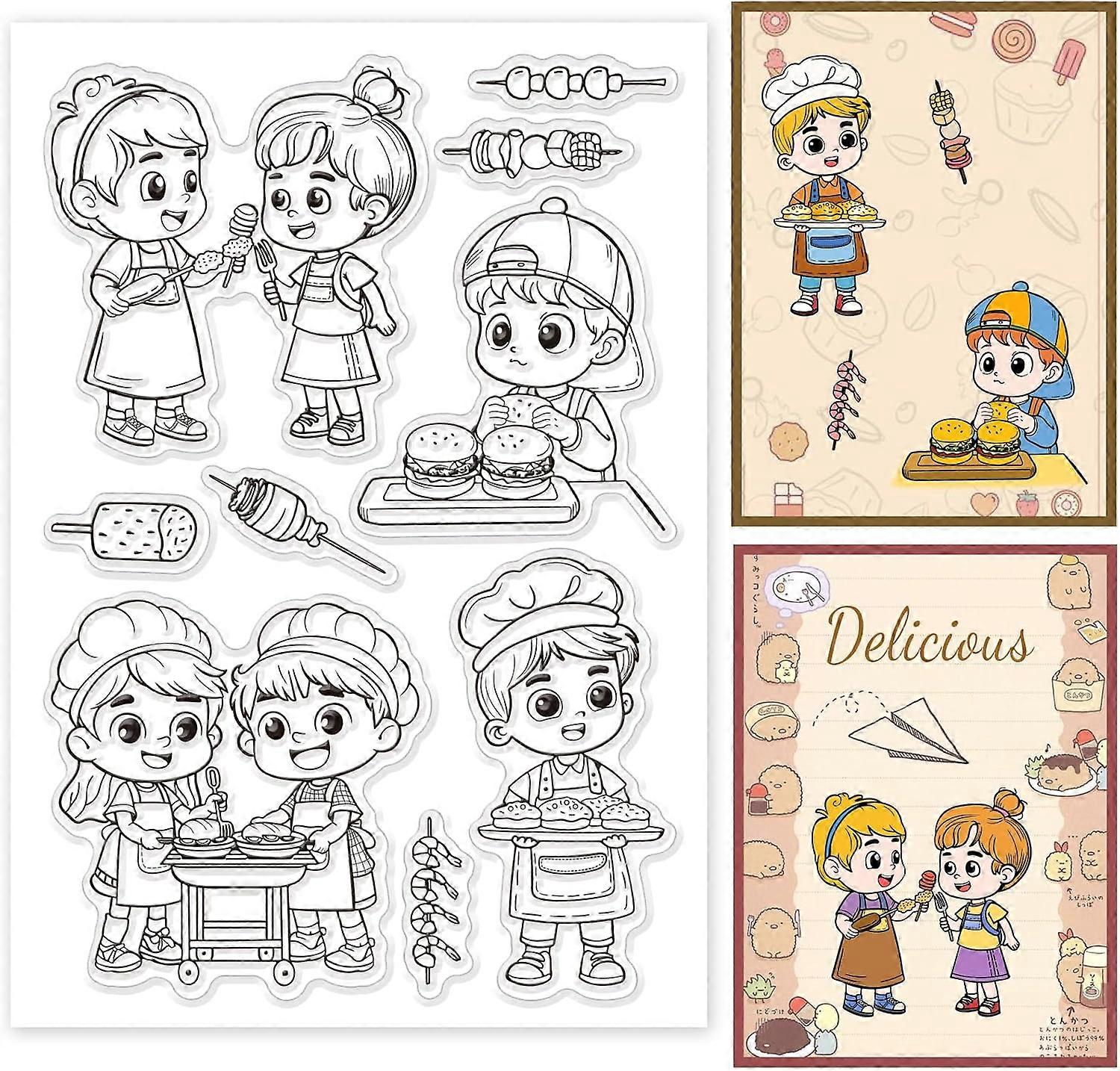 Custom Summer Theme PVC Plastic Clear Stamps Human 160x110mm