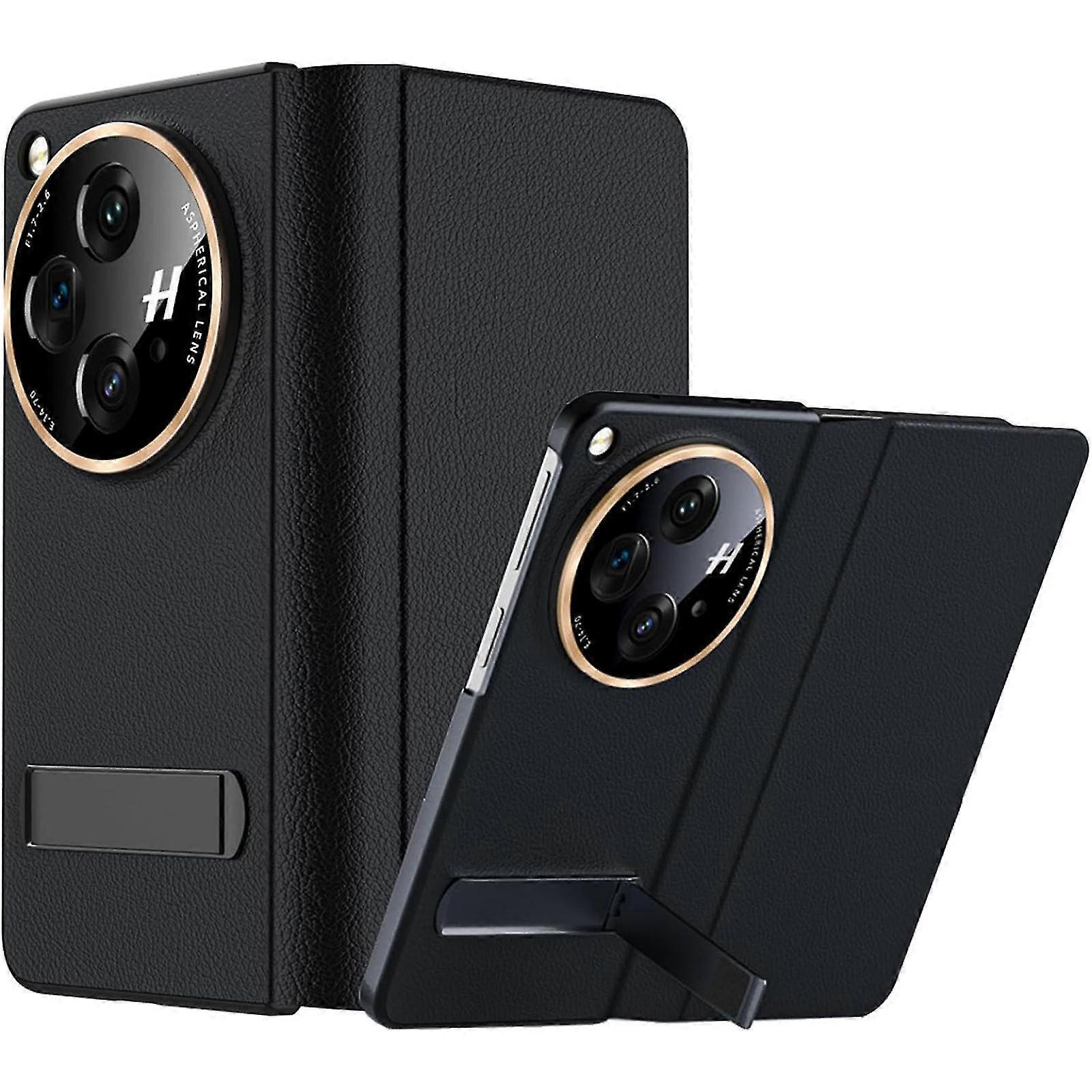 For Oneplus Open Case With Kickstand Premium Classic Pu Leather For Oneplus Open Flip Cover Magnetic Closure And Camera Protector Slim Hard Pc Back