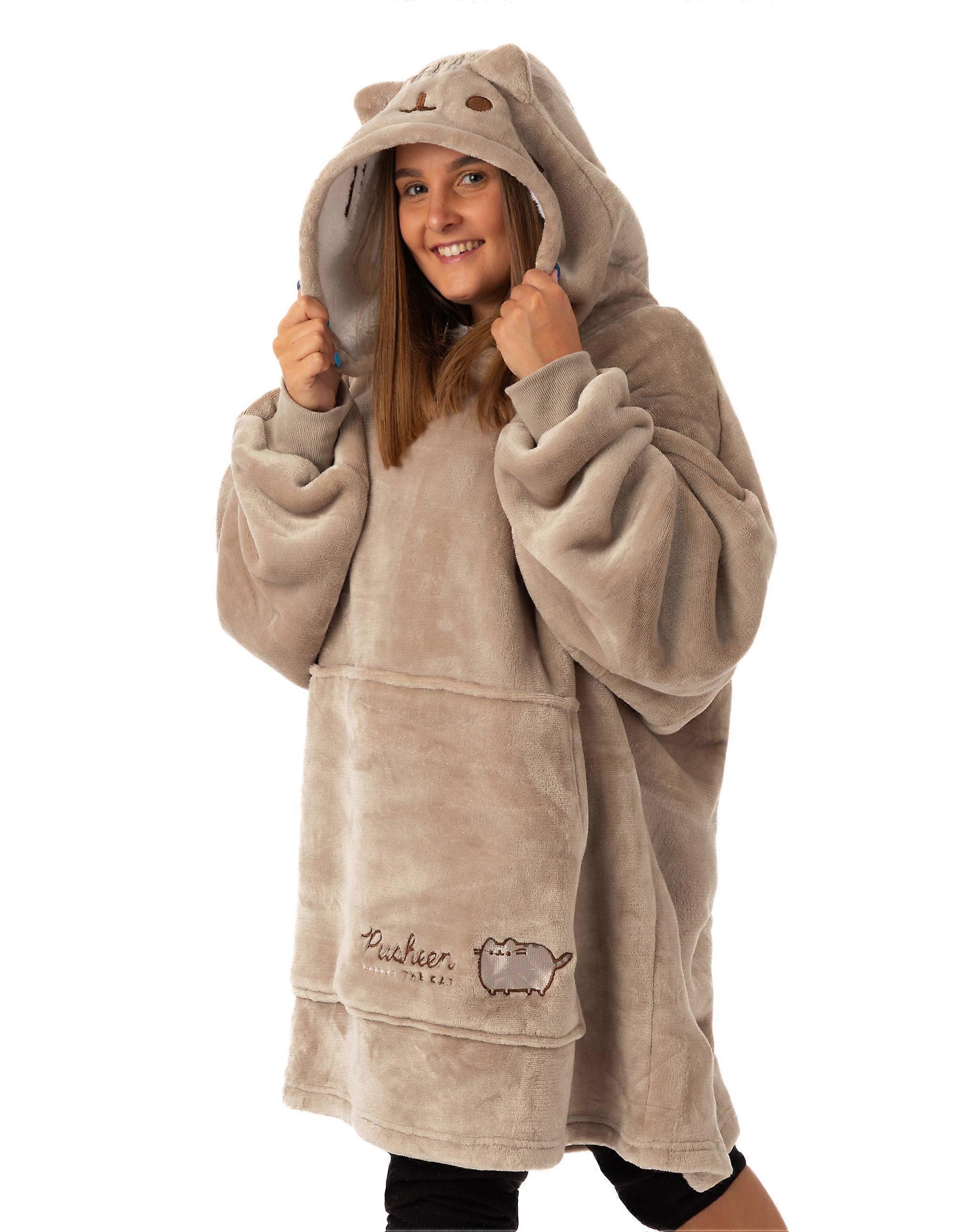 Pusheen Womens Blanket Hoodie Brown Character Face - One Size
