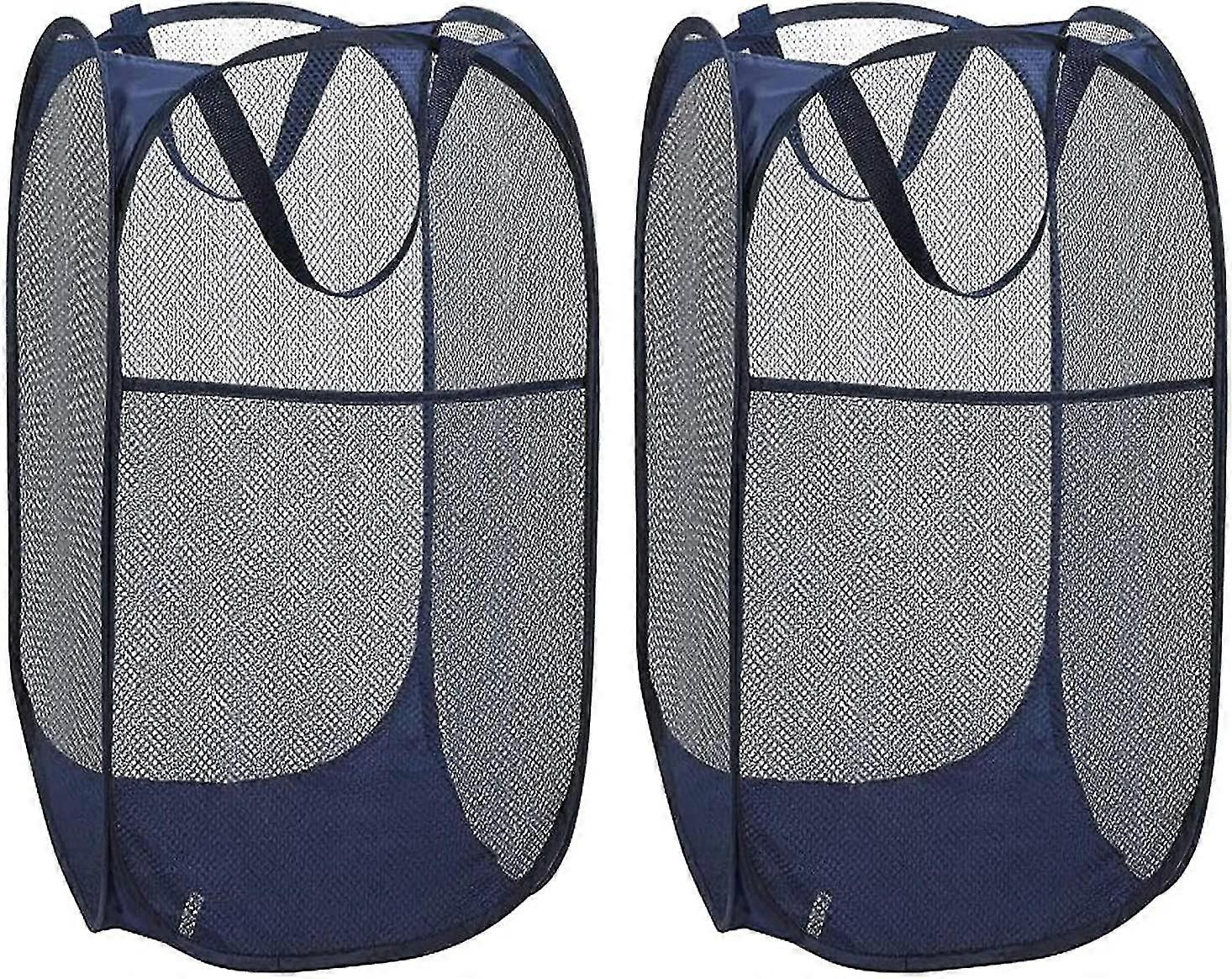 Laundry Hamper, Large 60 Liters Pop-up Laundry Hamper, Foldable Mesh Hamper With-MXBC