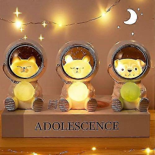 Créatif mignon galaxie gardien animal de compagnie astronaute usb veilleuse personnalité chambre décoration lumières lumière étoile lumière enfants jouets cadeau d’anniversaire (chat)-MXBC