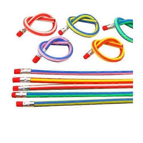 Fun Pencils for Kids Magic Bendable Flexible Colorful Stripe Soft Rubber Pencils