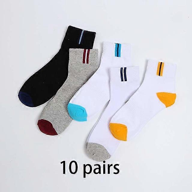 10 זוגות גברים' s כותנה גרבי ספורט פה קצר אופנה לבן גרביים מזדמנים אביב באיכות גבוהה גרביים גברים-C1,EUR גודל 39-45