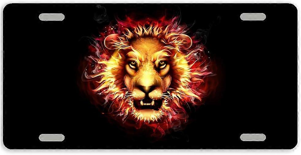 Tampa de Placa de Licença de Carro de Metal Fire Lion com 4 Furos 12 x 6 Polegadas