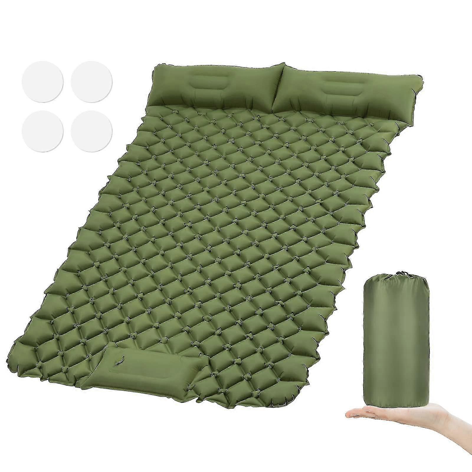 Naiwang Camping Sleeping Pad With Pillow, Portable 2 Person Self-inflating Camping Mattress For Backpacking, Hiking, Travel, Emergency, Lightweight Co
