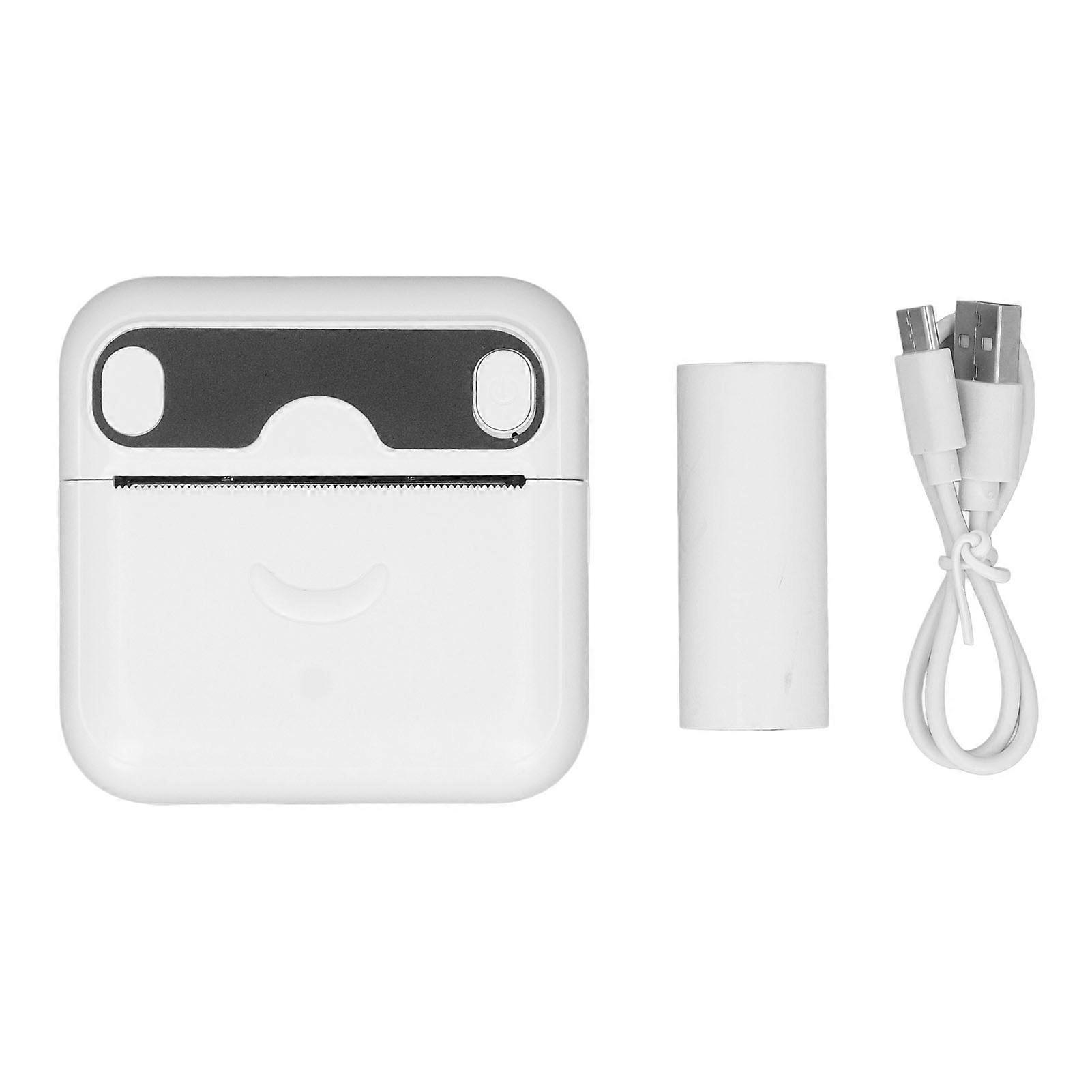 Mini Printer Bluetooth Connection Inkless Printing Machine with Paper for Wrong Questions Notes White
