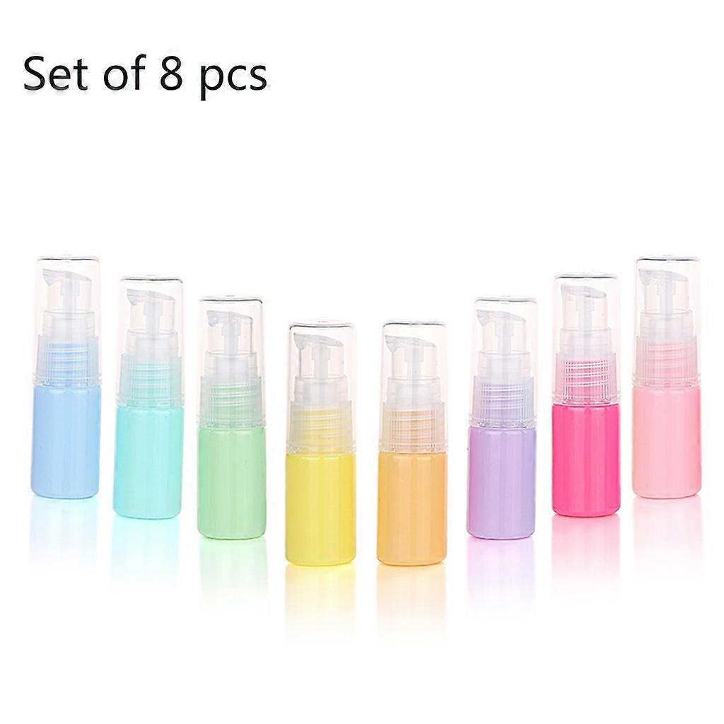 8Pcs 10ml Macaron Candy Color Refillable Empty Bottles Cosmetic Sample Pump Vial Container Makeup Cream Lotion Plastic Storage Travel Pot