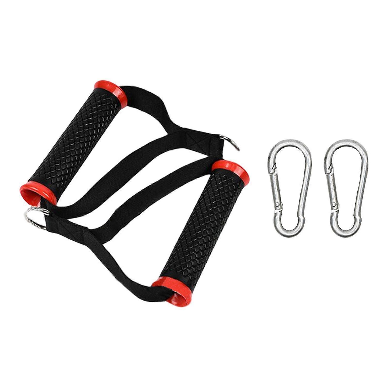 2x Cable Machine Attachment Handles Exercise Equipment Workout Nylon  Red
