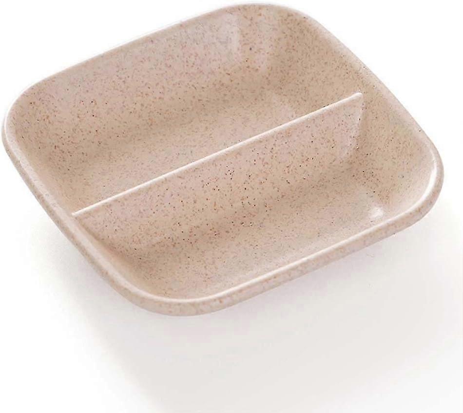 Double-Grid Tableware, Multifunctional Kitchen Sauce Dish, Beige