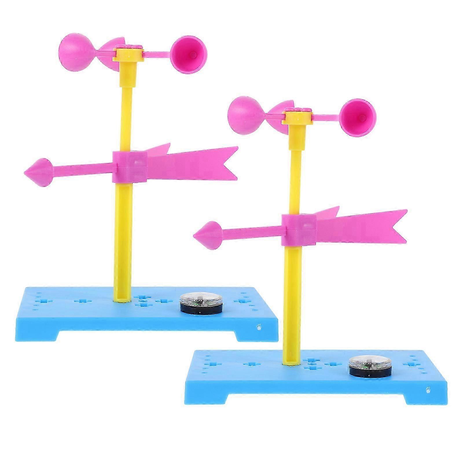 2 Sets DIY Hand-made Anemometer Wind Vane Wind Measurement Toy for Children