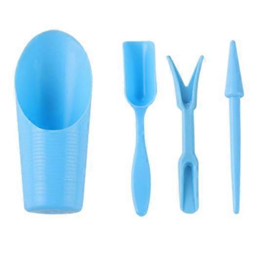 4Pcs Plant Tool Set Digging Scoop Succulent Lifter Hole Punch Shovel Gardening Kit Blue